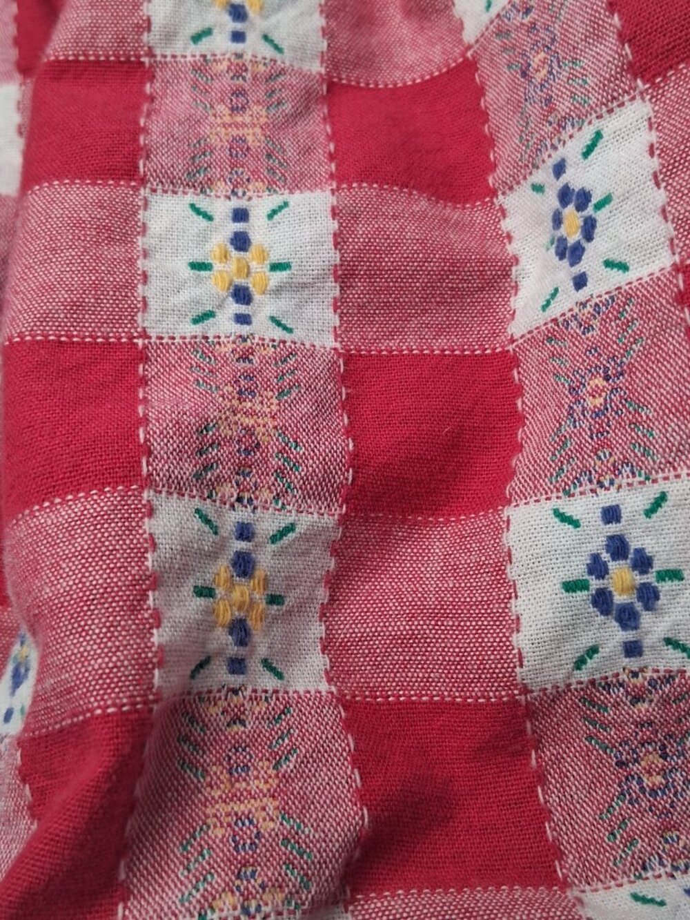 Vintage Carters Baby Girl Romper 3-6M Red Check Plaid Floral Country Cottage - Picture 11 of 12